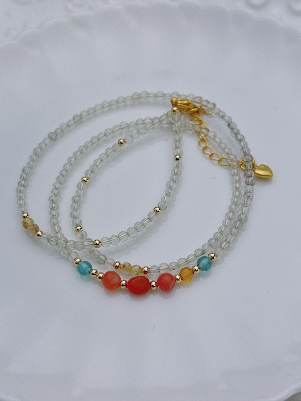 GB98 Handmade Citrine Multi Gemstone Tripe Layer Bracelet Necklace 2in1 20+2” - Picture 3 of 6